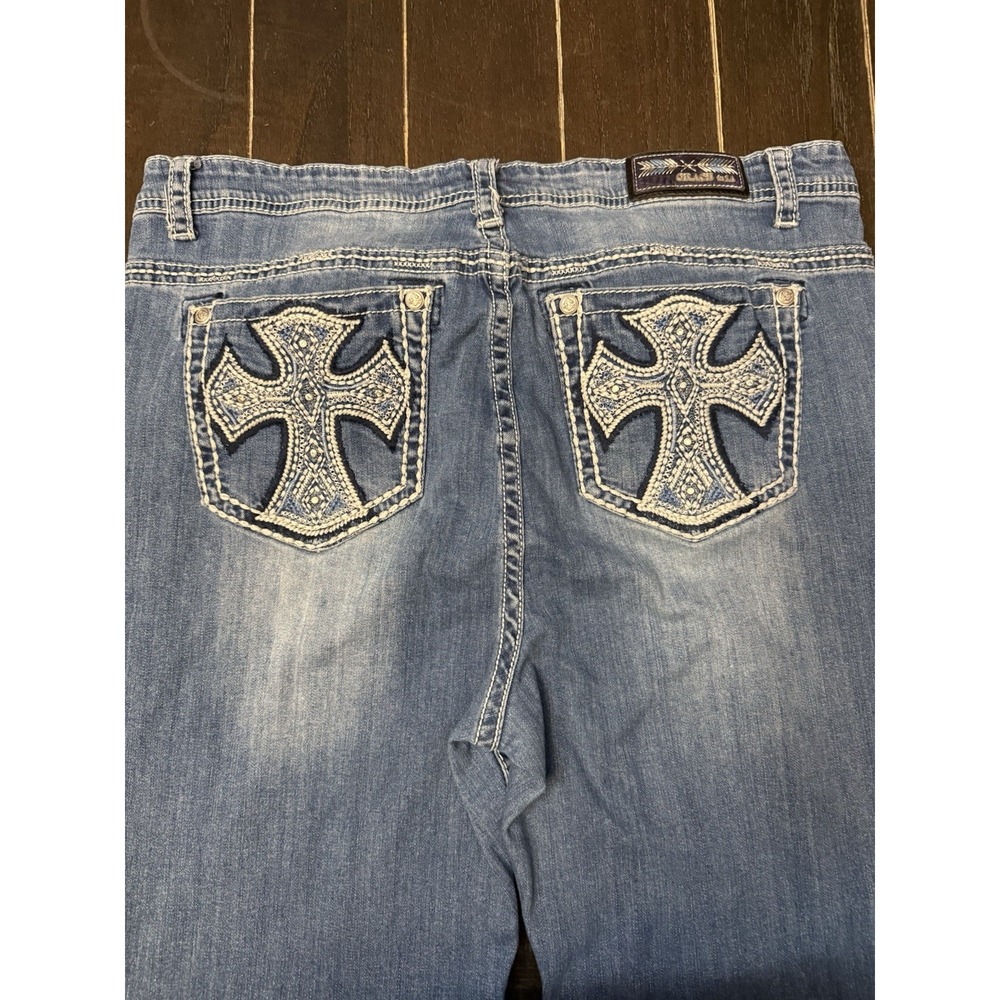 Grace in LA Jeans Womens 21 Cross Embroidered Bootcut Bling Western Y2K 38x31